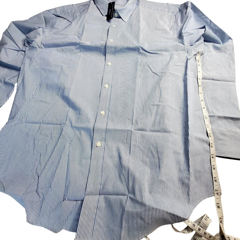 J.Crew Blue & White Striped XXL Performance Dress Shirt -Reimagined Cotton Blend - Picture 4 of 15